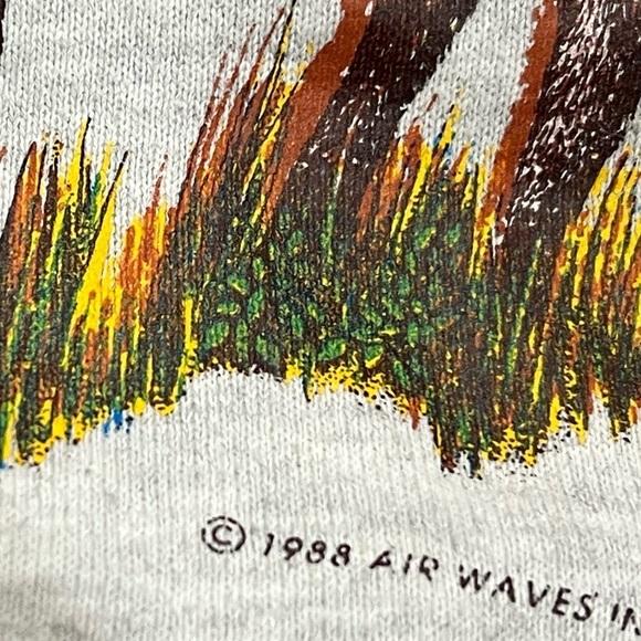 Vintage Deer Animal Print WIldlife 1980s Gray Crewneck Pullover Sweatshirt - Picture 3 of 5